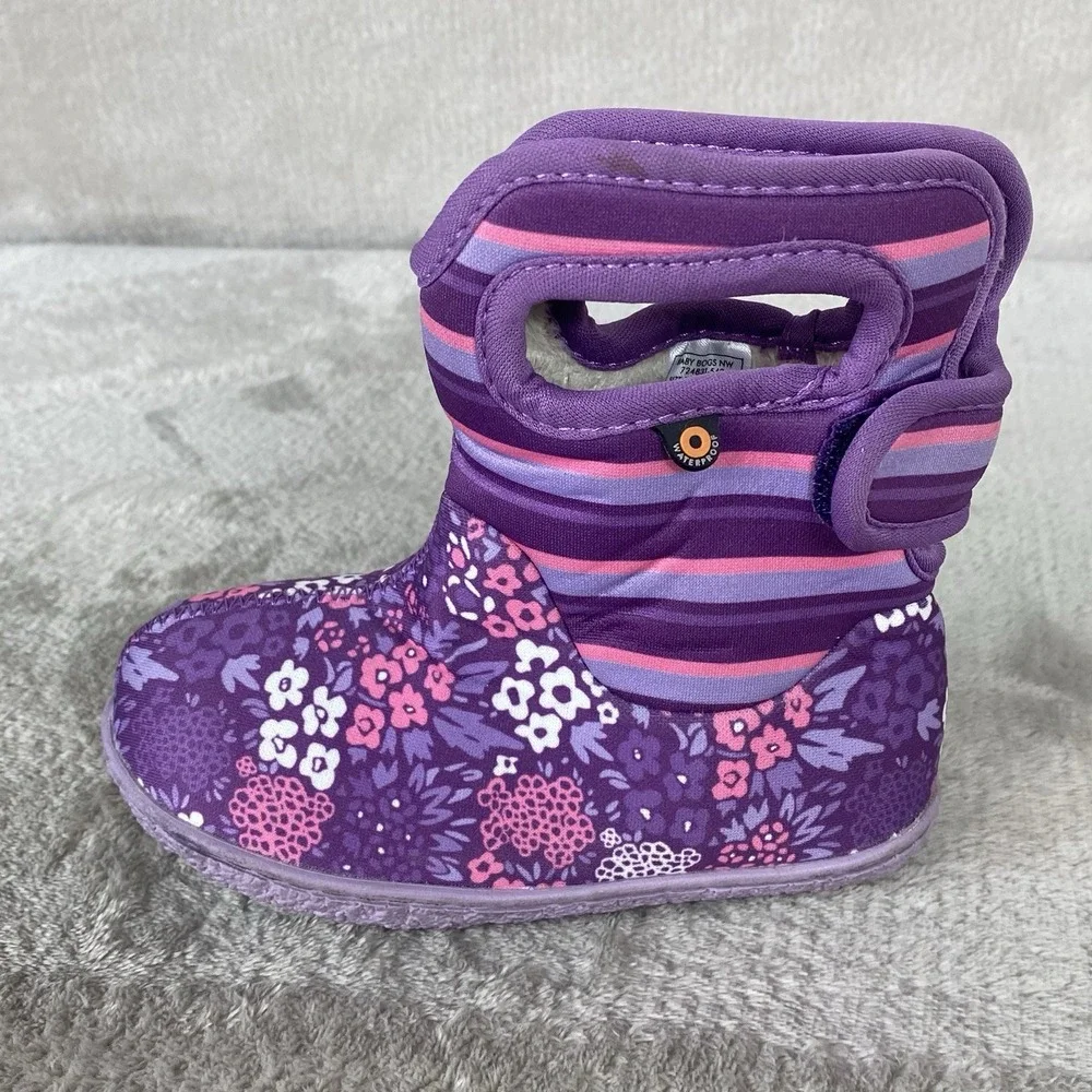 Baby BOGS NW Snow Boot Infant Baby Size 8 Purple Waterproof Insulated NEW
